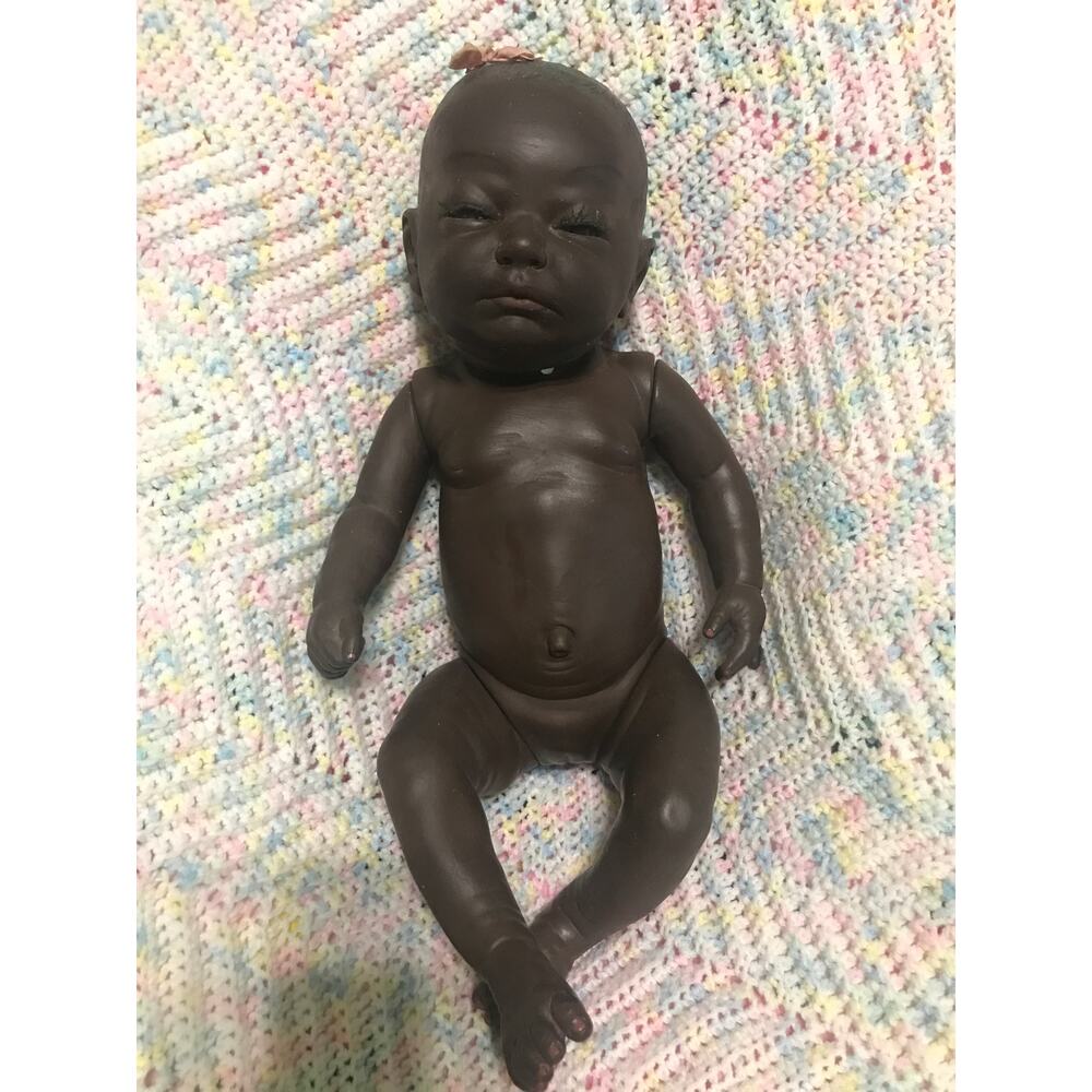 Handmade‎ Ceramic Anatomically Correct Baby Girl Doll African American Black
